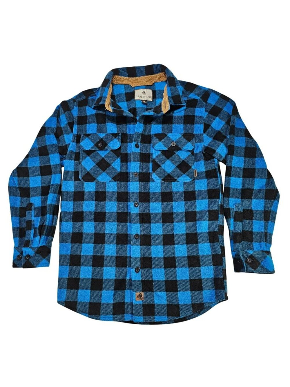 Legendary Whitetails Button-Up Flannel Shirt Men's Size S Blue & Black Plaid EUC